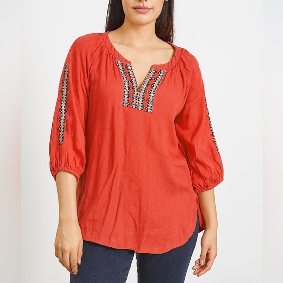 J. Jill Women's Coral Embroidered Boho Top - Picture 1 of 6